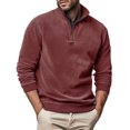 thumbnail image 2 of Penkiiy Chandail à Demi-Glissière pour Homme à Manches Longues, Coupe Ajustée Décontractée, Extensible, Col Montant, Chemises de Travail et de Golf, TG Rouge, 2 of 6