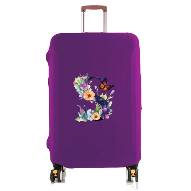 Travel Luggage Cover Baggage Suitcase Protector Washable Reusable Dustproof Scratch-proof Suitcase Cover Butterfly Print Pattern 8butterfly letter S M