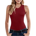 thumbnail image 1 of AherBiu Going out Tops for Women Sleeveless Ribbed Tank Tops Crewneck Slim Stretchy Workout Tees, 1 of 7
