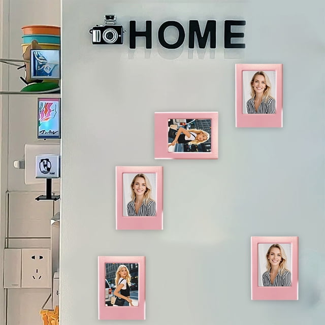 Magnetic Photo Frame for Wall or Fridge | ABS Plastic, No-Drill , Scratch-Resistant Clear Lens | 6.5x8.8cm | Multicolor | Waterproof, Easy Install Display Stand