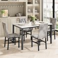 thumbnail image 3 of Stmoze Dining Table Set for 4, 5 Pieces Faux Marble Kitchen Table and Chairs Set, Rectangle Dining Table with 4 Velvet Dining Chairs, Modern Kitchen Set, Dining Set for Home, Apartment, Beige+Gray, 3 of 6