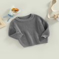 thumbnail image 3 of Toddler Baby  Neck Sweaters  Long Sleeve Solid Color Loose Knitted Pullovers, 3 of 7