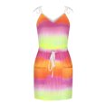 thumbnail image 4 of SMihono Robe d'Été Grande Taille pour Femmes 2023 Mode Femmes Décontractée Col en V Sans Manches Imprimé Teinture sur Nœuds Poches Gilet Robe Mini, 4 of 6