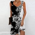 thumbnail image 2 of Penkiiy Robes de Printemps pour Femmes 2024 Décontractées Imprimées Amples Couleur Unie Col Rond Tempérament Élégantes Robes Dos Nu m Multicolore, 2 of 5