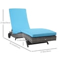 thumbnail image 2 of Outsunny Chaise Longue en Osier avec Coussin et Roues pour Patio, Terrasse, Bleu Ciel, 2 of 9