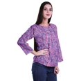 thumbnail image 3 of Moomaya Haut à Manches Longues Imprimé avec Patte de Boutonnage, Col Rond, Tunique d'Été Décontractée pour Femme, 3 of 5