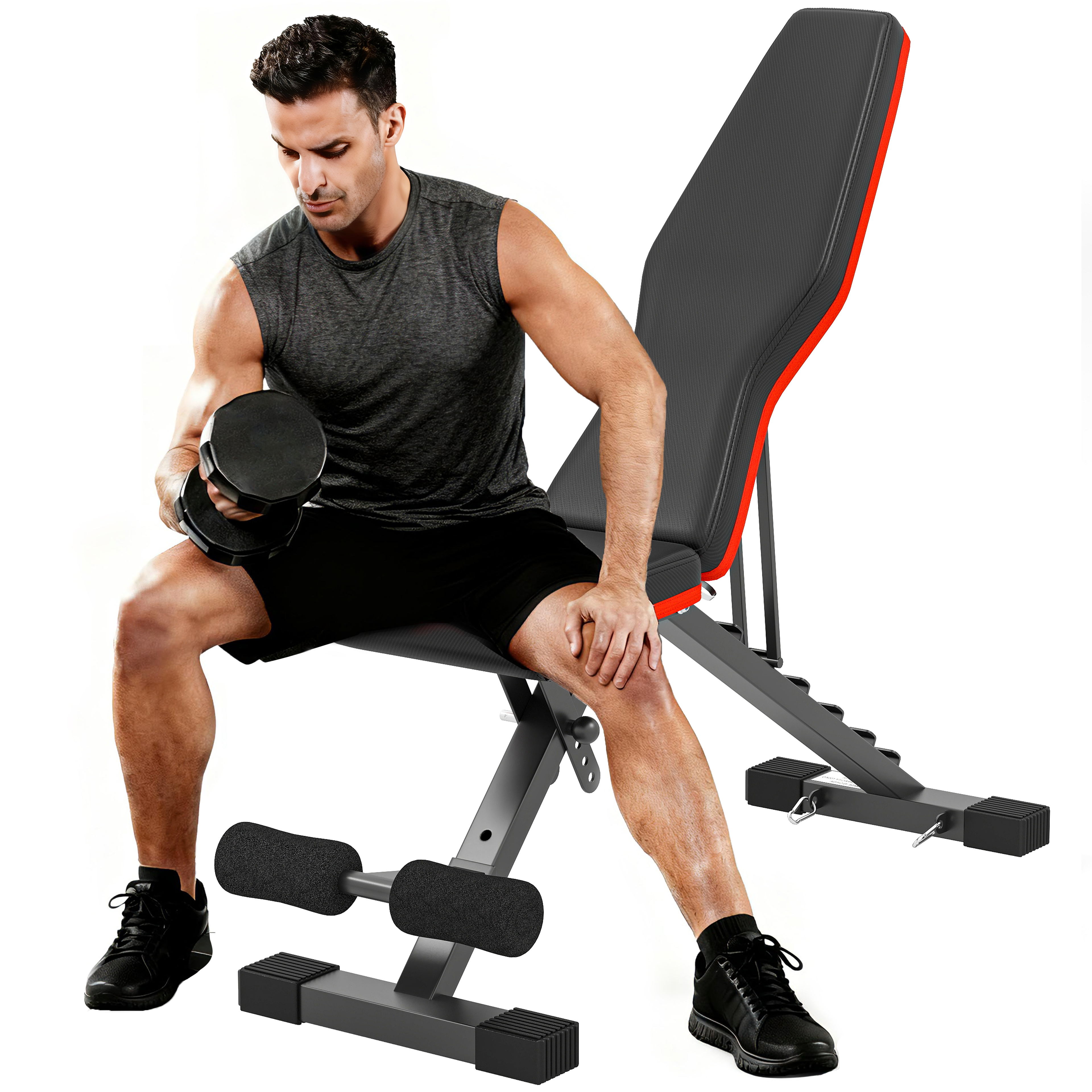 Soozier Banc d'Entraînement Réglable avec Extension de Jambe et Coussinet Preacher