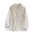 thumbnail image 1 of MeetoTime Womens Pajama Top Fall Winter Striped V-neck Button Long Sleeved Bottoming Shirt Home Clothes, 1 of 4
