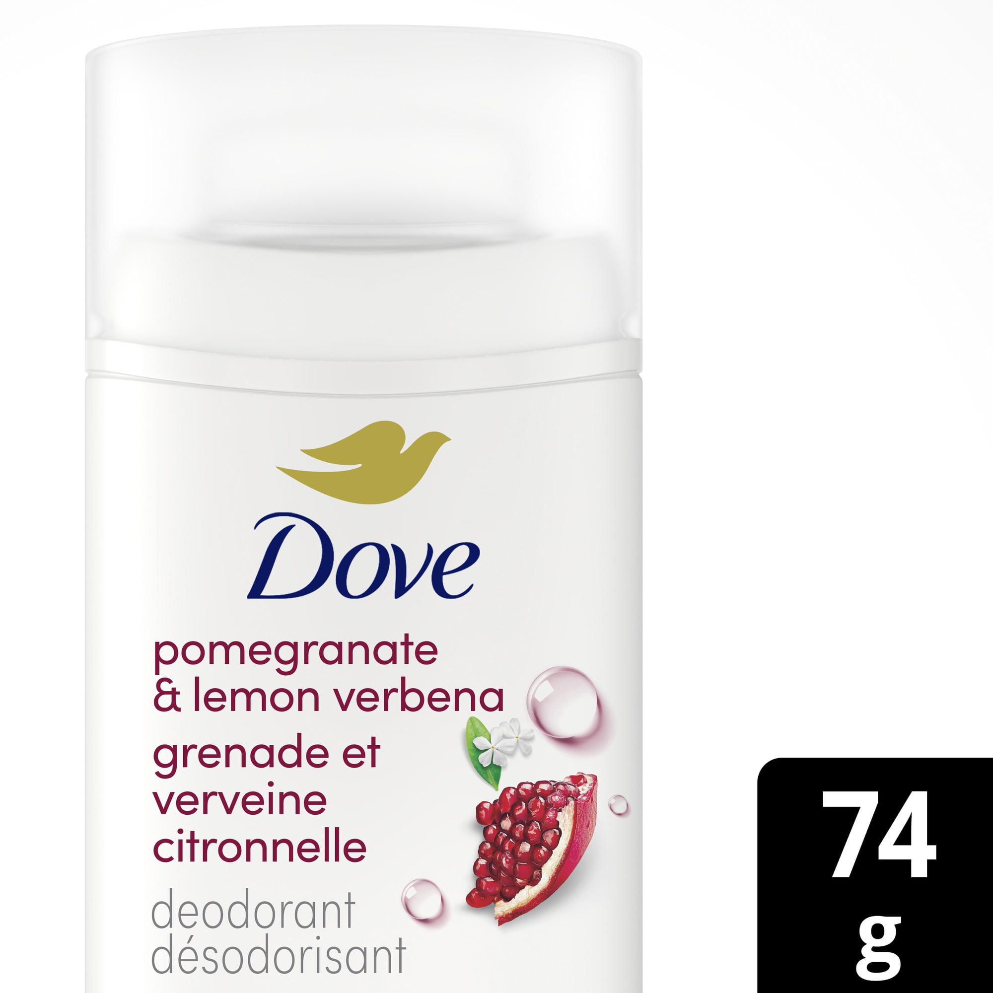 Dove Désodorisant Sans Aluminium Protection 72 H Grenade et Verveine Citronnelle, 74 g