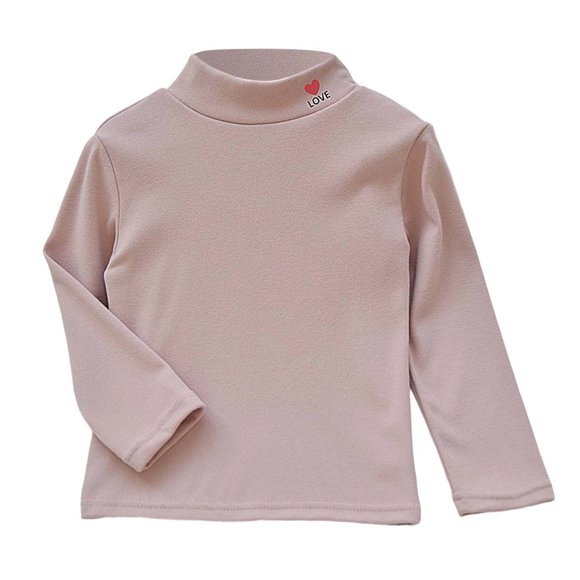 LUOGENLI Girls T-Shirts Size 8 Girls Thermal Long Sleeve Shirt Double Layered Lined Half Turtleneck Top for Kids Winter Warm Base Layer Tee Light Purple Size 4-5 Years