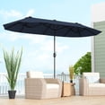 thumbnail image 4 of Gymax Parasol de Patio Double Face de 13 Pi avec Manivelle, Base de Parasol, Verrou de Sécurité, Bleu Marine, 4 of 10