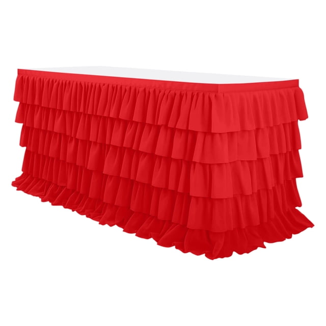 Uscallm Pleated Tablecloth 5-Layer Party Table Cover For Rectangular Round Square Tables Elegant Dining Decor Wedding Reception Banquet Tablecloth