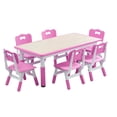 thumbnail image 2 of GloryStar 47.2" Height Adjustable Kids Table & 6 Chair Set, Non-Slip Legs, Perfect Preschool Activity Desk for Ages 2-10, 2 of 7