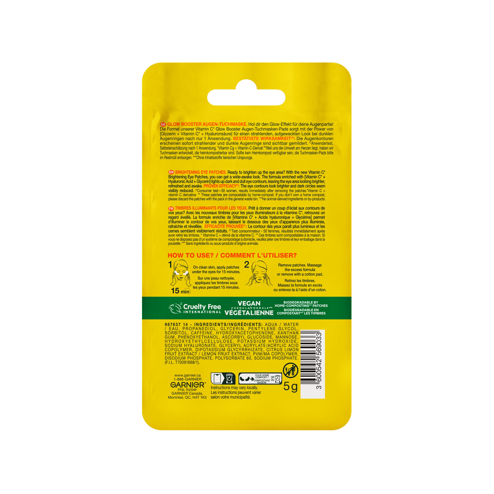 GARNIER Vitamine C Timbres Illuminants Yeux, 1 Paire