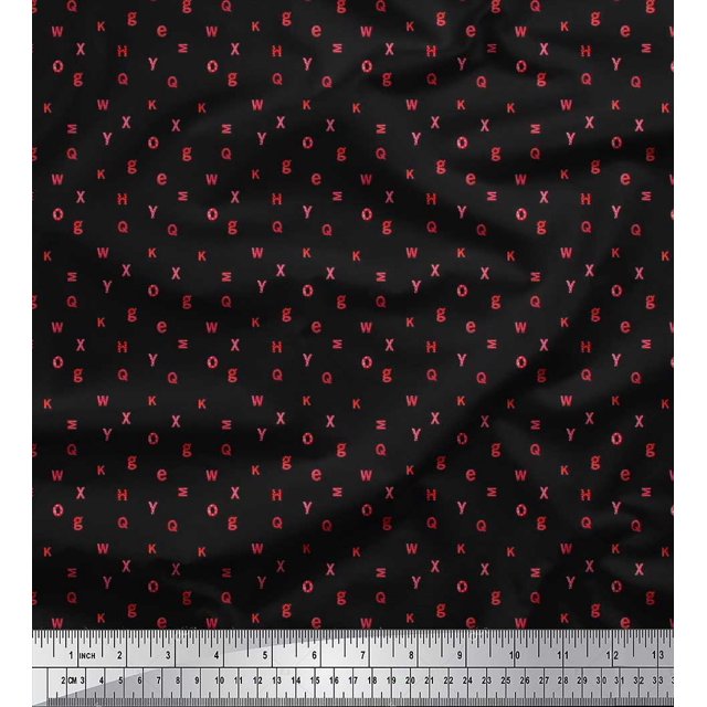 Soimoi Polyester Crepe Fabric Alphabets Shirting Print Sewing Fabric Yard 52 Inch Wide