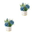 thumbnail image 3 of kurtrusly Artificial Flowers With Vase Add Of Color And Style To Any Room Indoor rose blue 2Set, 3 of 6