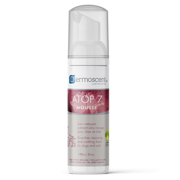 Dermoscent Top 7 Mousse - Shampooing Sans Eau pour Chiens et Chats - Shampooing Apaisant pour Peau Sèche Qui Démange et Sujette aux Allergies - 150 ml