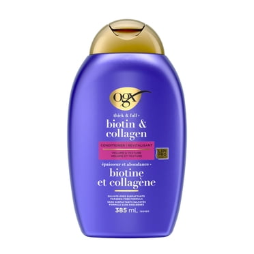 OGX Thick & Full + Biotin & Collagen Volumizing Conditioner, Nutrient-Infused Conditioner with Vitamin B7 Biotin Gives Hair Volume & Body for 72+ Hours, Sulfate-Free Surfactants