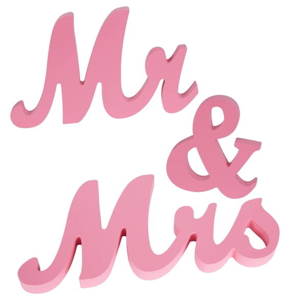 Enseigne en Bois Mr & Mrs pour Table de Mariage – Grande Déco Alphabet pour Table de Chérie, Fête de la Saint-Valentin et d'Anniversaire, Emballage en Carton, Rose