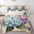 thumbnail image 1 of Colorful Butterfly 7 Pcs Bed In A Bag Blue Purple Hydrangea Bedding Set Full for Girls Boys Kids Rustic Farm Floral Comforter Set With Sheets Dreamy Butterfly Print Bed Set Romantic Style Sheet Set, 1 of 5