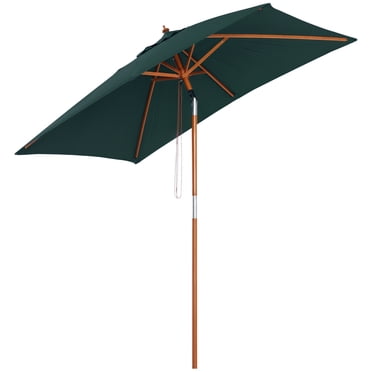 Outsunny Parasol de Patio en Sapin 6,6 X 5 Pi avec Mécanisme d'Inclinaison, Baleines en Bambou