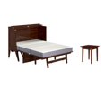 thumbnail image 1 of Home Square Ensemble de 2 Lits Escamotables Pleine Grandeur en Noyer avec Matelas et Table d'Appoint, 1 of 21