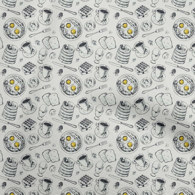 oneOone Polyester Lycra Light Mint Green Fabric English Breakfast Fabric For Sewing Printed Craft Fabric By The Yard 56 Inch Wide