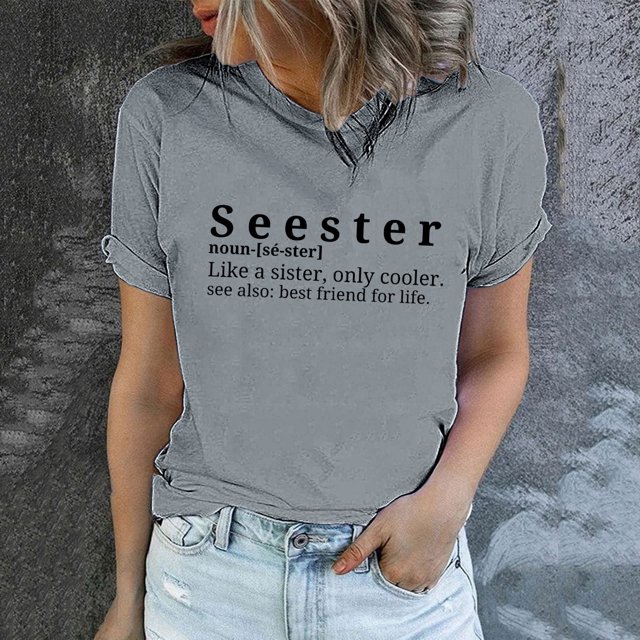 LSLJS Women's Funny Printed Pattern Casual Fashion Soild Color Short Sleeve Tops Blouse