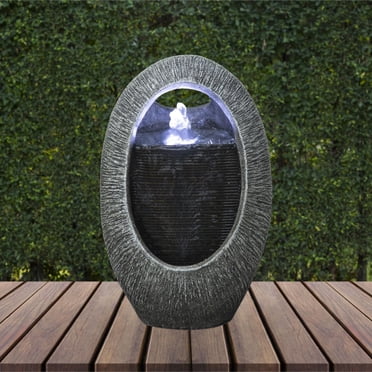 Angelo Décor Enzo Indoor/Outdoor Tabletop Fountain with energy-efficient pump and LED accent lighting