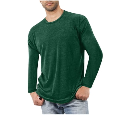 Cameland Hauts pour Hommes, T-Shirt à Manches Longues pour Hommes Chemises pour Adultes T-Shirt en Coton Col Ras du Cou Léger Respirant Couleur Unie T-Shirts à Manches Longues pour Hommes Cadeau