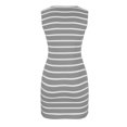 thumbnail image 4 of Birdeem Robes pour Femmes Dames Été Confortable Sans Manches Col Rond Rayé Mini Robe Ajustée, 4 of 12