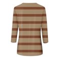 thumbnail image 4 of Annhoo Hauts d'Automne pour Femmes 2025 Mode Manches 3/4 Col Ras du Cou Chandails à Enfiler Chemises Décontractées Confort Blouses à Rayures Imprimées, 4 of 5
