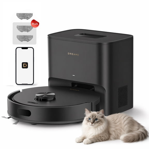 DREAME C30 Plus Robot Vac and Mop Combo with 19000Pa Suction, Anti-Tangling Tech, Auto-Emptying Dock, Deep Carpet Cleaning and Smart Navigation Black