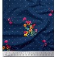 thumbnail image 1 of Soimoi Polyester Crepe Fabric Dot,Leaves & Periwinkle Floral Decor Fabric Printed Yard 52 Inch Wide, 1 of 3