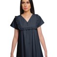 thumbnail image 4 of Moomaya Solid Short Sleeve Nightdress For Ladies Button Placket Nightwear, 4 of 6