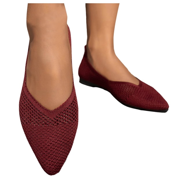 Womens Mesh Pointy Toe Dressy Shoes Breathable Spring Fall Slip on Low Heels Walking Flat Office Work Loafers