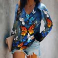 thumbnail image 2 of Pompotops Chemisier Blouse à Manches Longues à Col en V pour Femmes avec Papillon de Mode, 2 of 6