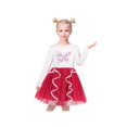 thumbnail image 2 of Robe Fille T-Shirt Rouge Blanc Papillon Floral Pailleté Lolita Bordure en Dentelle Fête 7 Ans, 2 of 6