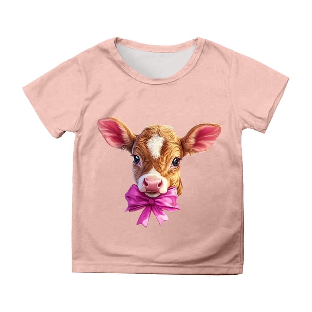 MIASHUI T-Shirt Drôle pour Enfants Filles Garçons Pâques Manches Courtes Col Rond Tee, Rose Clair, 8-9 Ans