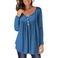thumbnail image 2 of Yuyuzo Womens Fall Shirts Long Sleeve Casual Scoop Neck Buttons Ruffled Tunic Tops Flowy Blouses, 2 of 6