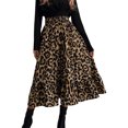 thumbnail image 1 of Xingqing Robe à Volants pour Femme, Imprimé Léopard, Taille Haute, Tulle Tutu de Fête, Jupe Midi Évasée, Brun, P, 1 of 7