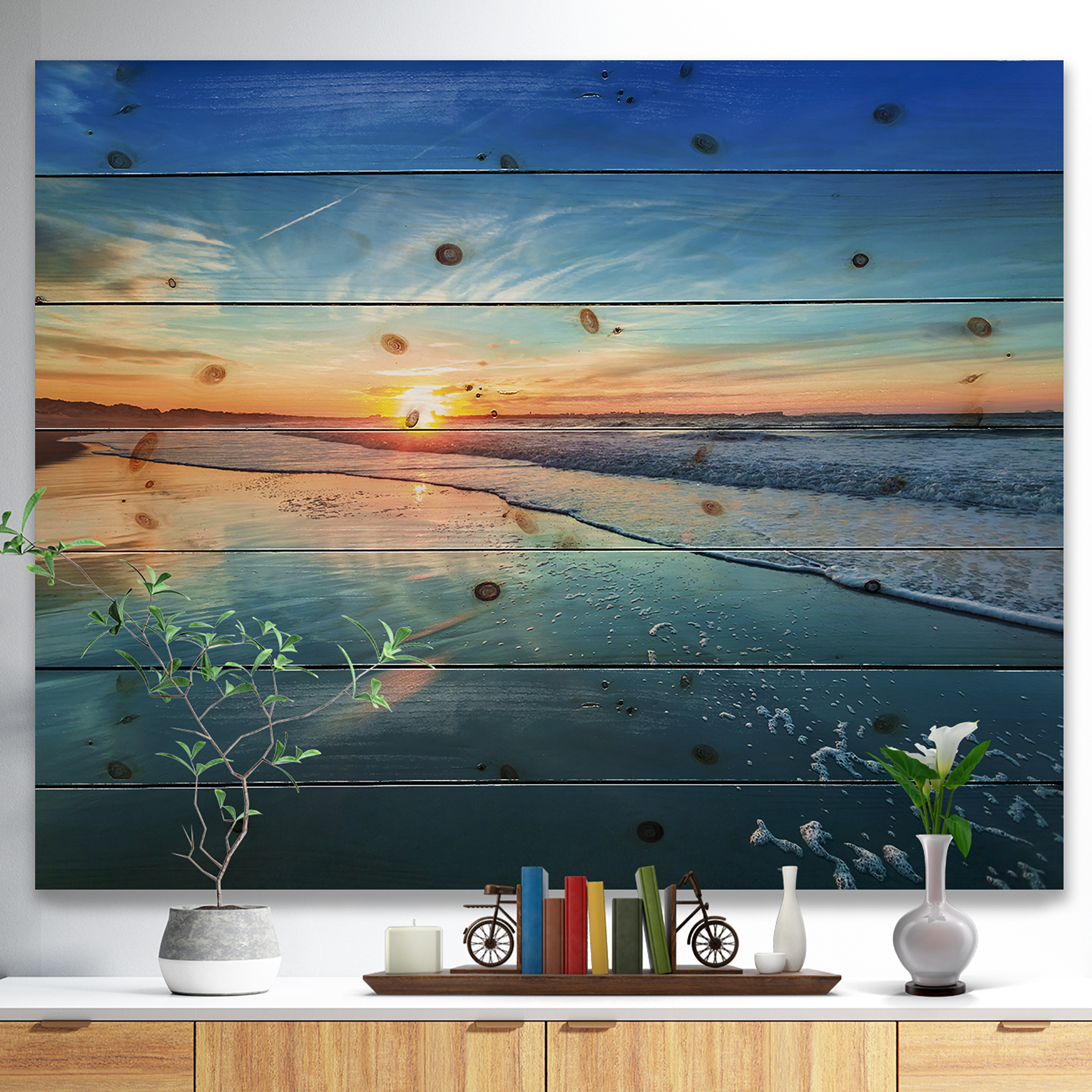 Tableau mural imprimée sur toile Design Art la mer et soleil