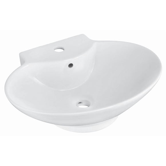 American Imaginations 16.25-in. W Above Counter White Bathroom Vessel Sink For 3H4-in. Left Drilling AI-590