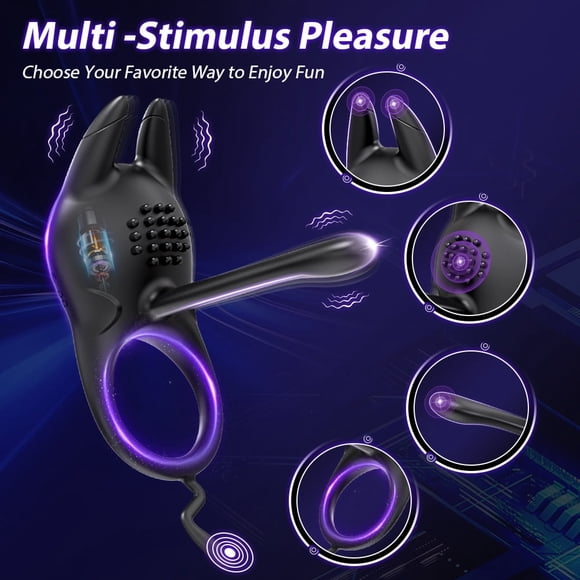 XBONP Anneau Pénien Vibrant, Jouets Sexuels en Silicone pour Hommes Adultes, Jouets Vibrants Étanches pour le Sexe Masculin, Jouets pour Adultes, Noir