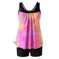 thumbnail image 4 of UPPADA 2 Piece Full Coverage Swimsuits for Women Floral Athleti Crewneck Bathing Suits High Waisted Tummy Control Modest Swimwear Comfy Tankini Top with Shorts Womens Swimsuit Tops Pink,L, 4 of 6