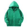 thumbnail image 2 of Milgrthf Unisexe Garçons Filles Chandails d'Automne Sport Décontracté Manches Longues Fermeture Éclair Complète Mignon Col Ras du Cou Basique Couleur Unie Chandails à Capuchon Chandail avec Poche Vert Armée 9-10 Ans, 2 of 5