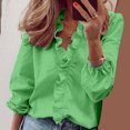 thumbnail image 2 of Penkiiy Blouse Chemise à Volants à Col en V à Manches Longues d'Automne pour Femme TG Vert, 2 of 7