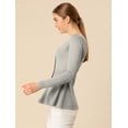 thumbnail image 4 of INSPIRE CHIC Women's V Neck Long Sleeve Ribbed Pullover Knitted Peplum Top, 4 of 4