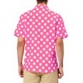 thumbnail image 3 of INSPIRE CHIC Men's Summer Polka Dots Shirt Button Down Short Sleeves Pattern Shirts XL Pink, 3 of 7
