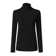 thumbnail image 4 of Mefallenssiah Mode Femmes Col Roulé Uni Manches Longues Tricot T-Shirt Ajusté Blouse Hauts Noir m, 4 of 5